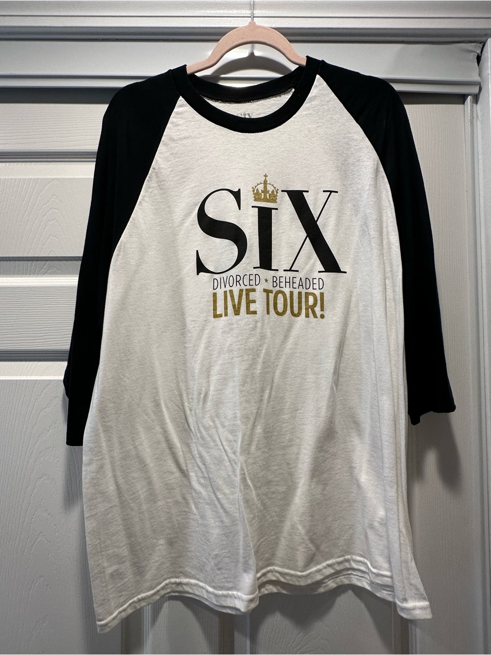 SIX Live Tour Raglan Baseball Tee - White & Black NWOT
